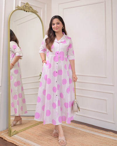 Trendy Pink Flower printed dress|Western wear for women